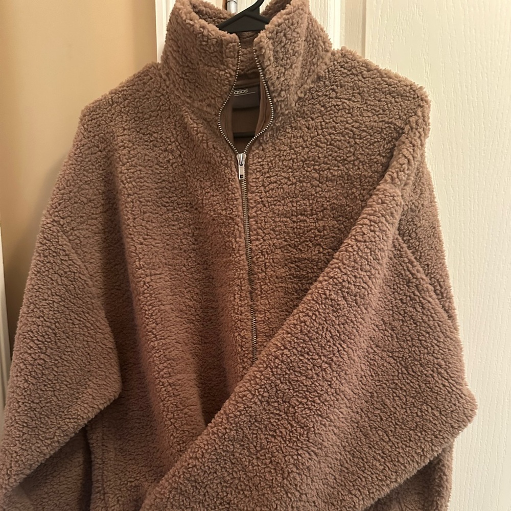 Cozy Brown Sherpa Zip-Up Jacket (NEW)